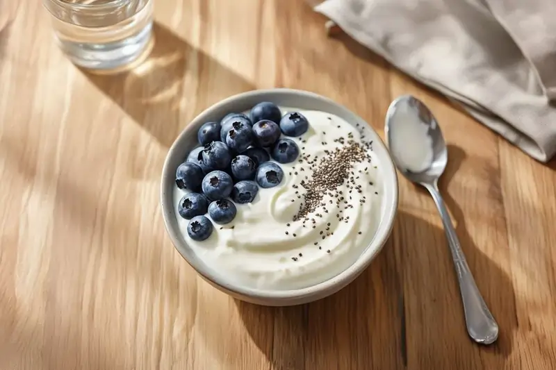 yogurt greco con mirtilli e semi di chia per artrosi